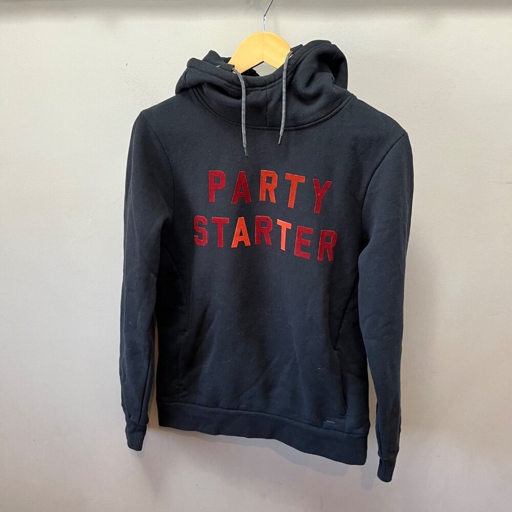Scotch & Soda Black Hoodie With‎ "Party Starter" Red Print Small